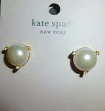 New Kate Spade Rise and Shine Pearl Stud Earrings Cream Multi Gold Tone O0RU3079