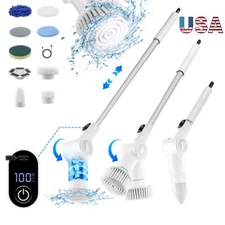 Electric Spin Scrubber for Cleaning with two 1500mAh Batteries with 8 Brushes