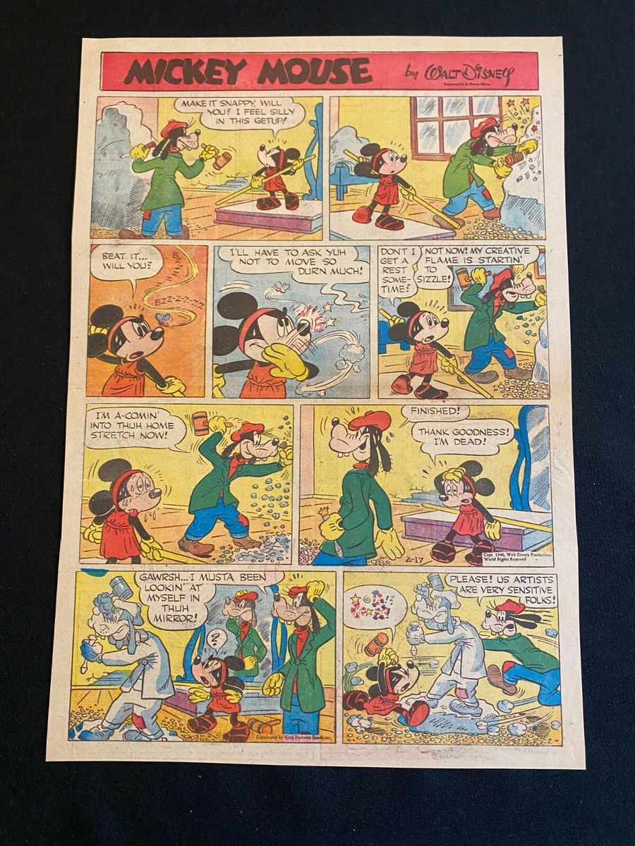 T50 Walt Disney's MICKEY MOUSE Lot of 2 Sunday Tabloid Full Page