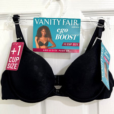 NEW Vanity Fair Ego Boost Bra Convertible Push Up 34C Black 2131101 NWT
