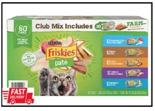 60 CANS - Purina Friskies Pate Wet Cat Food, Variety Pack (5.5 oz)