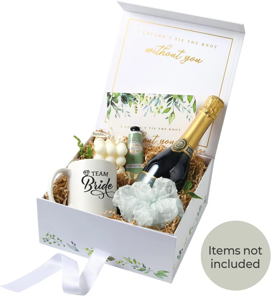BRIGEL Dama de honor Caja de propuestas 3 PK especial! Texto laminado en oro, con cinta blanca Foto 4 de 4