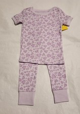 NWT Old Navy Leopard Print Short Sleeve Pajamas PJs 2PC Baby Toddler Girl