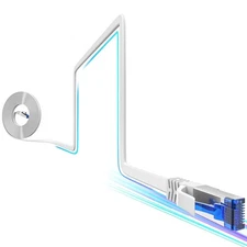 Cat8 Flat Ethernet Cable 15 FT Indoor & Outdoor, Invisable 15ft, White 