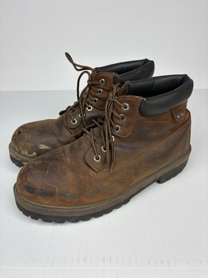 Skechers Men Size 12 Boots Brown Leather Sergeants Verdict Waterproof Work Laces