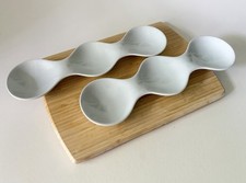 Pier 1 Trio White Ceramic Appetizer Trays Set of 2 Taco Night Charcuterie Dishes