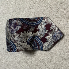 Vintage Haggar Men's Burgundy Blue Silver Paisley Polyester Tie Made in USA