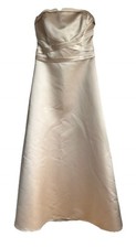 Bill Levkoff Classics Strapless Champagne Gown Dress with Criss Cross Waist