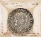 Canada 1947 Maple Leaf $1 Silver Dollar Coin - ICCS AU-55