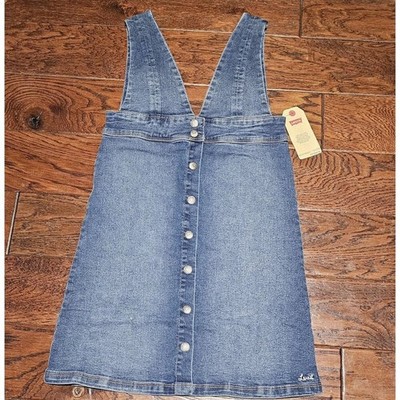 Levis Girls 12R Denim in Bristol Skirtall Overall Dress Western School Mini New