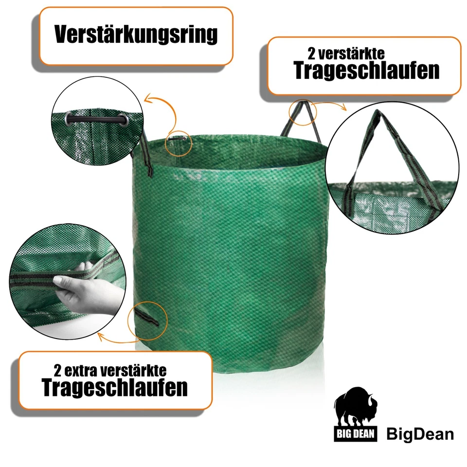 3er Set Gartenabfallsack 272 Liter Doppelnaht Gartensack Laubsack Kompost 272L - Bild 3 von 4