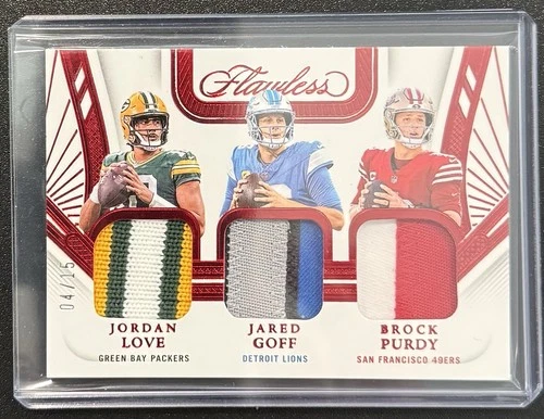 2024 Panini Flawless - Triple Patches Jared Goff, Brock Purdy, Jordan Love /15