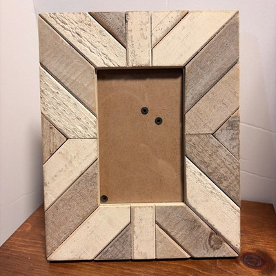 Hobby Lobby Rustic Wood Sunburst Picture Frame 4x6 Tabletop Decor Beige Grey