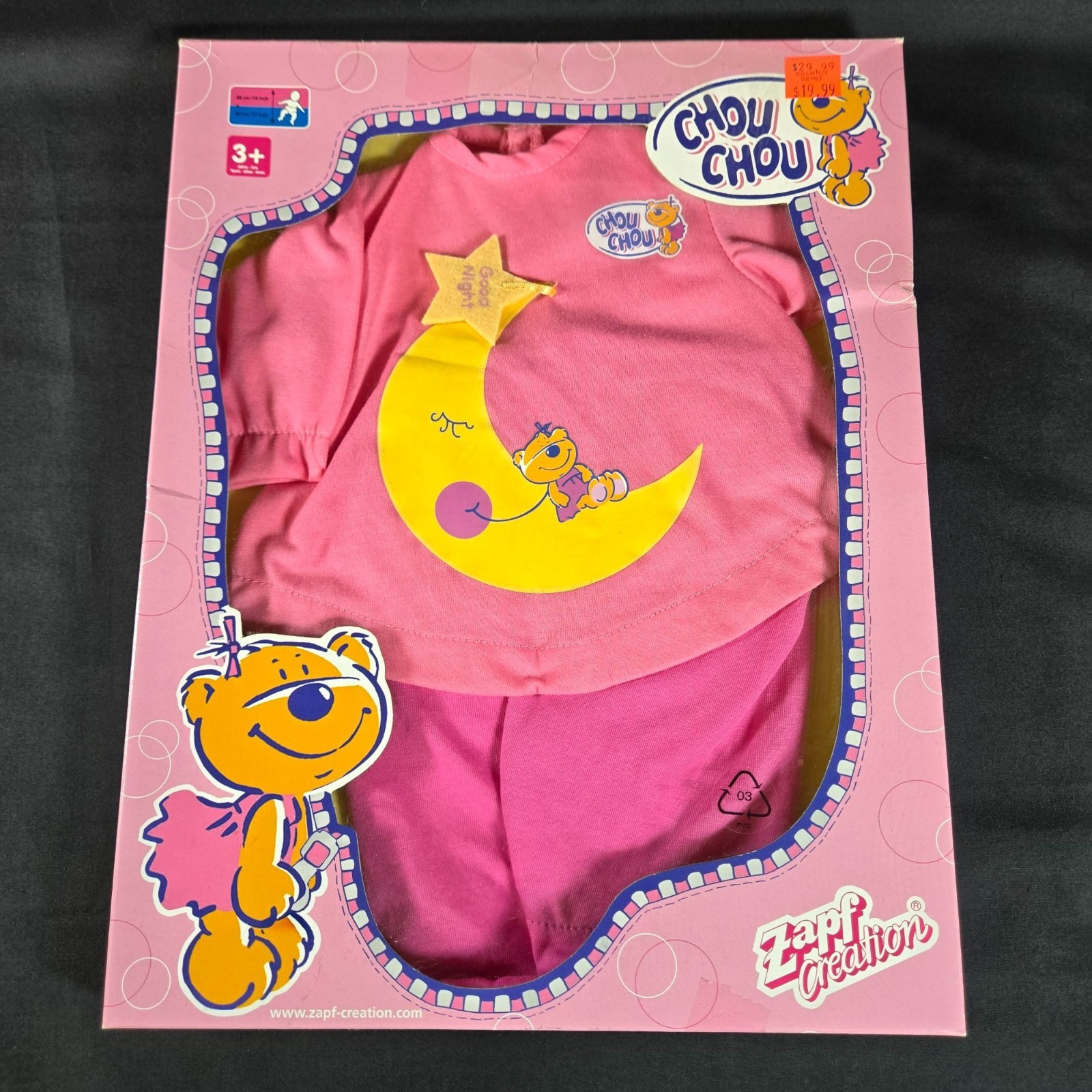 Vintage 2006 Chou Chou Doll Outfit Pink Pajamas Moon Bear For 42-48cm Dolls Zapf
