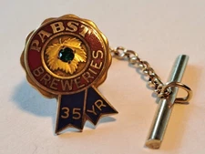 Vintage Pabst Breweries 35 Years Service Anniversary 10K Gold Tie Tack Lapel Pin