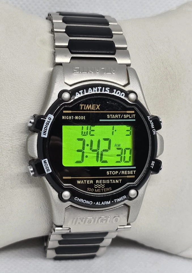 Men's Timex Atlantis 100 Expedition Indiglo Black Silver Digital Watch 12 - Image 3 of 4