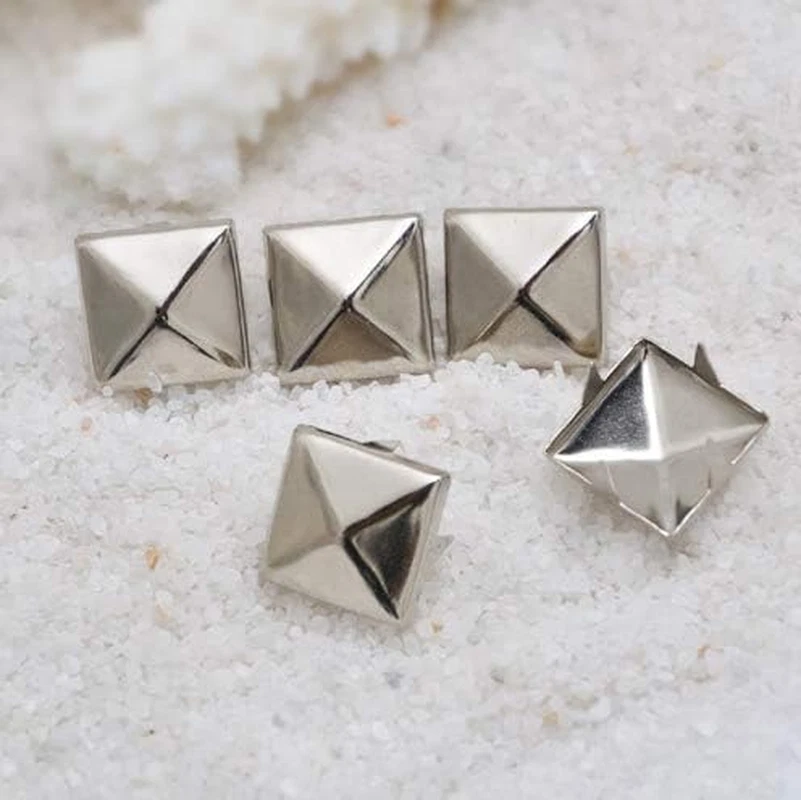 DIY Nailheads Metal Punk Spikes Spots Square Pyramid Studs Pack of 100 PCS (6Mm, - Image 2 of 4