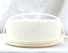 Vintage Tupperware Round Cake Taker With Handle 4 in Tall 10 in Diameter