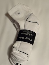 New Calvin Klein Men  s 6 Pair White Cushion High Quarter Socks Casual Activewear