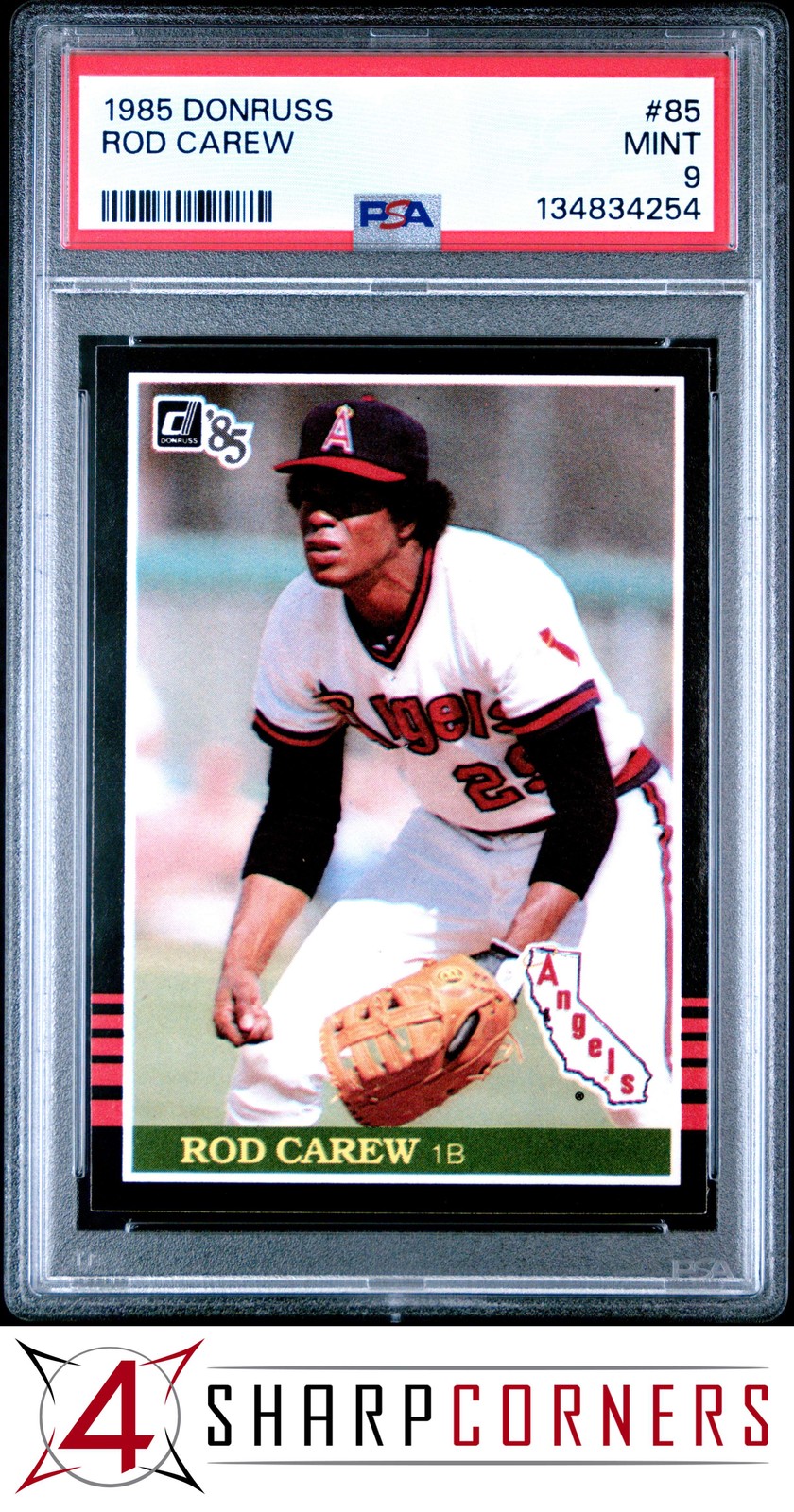 1985 DONRUSS #85 ROD CAREW ANGELS HOF PSA 9