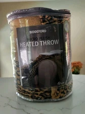 Biddeford Heated Microplush Leopard Cheetah Throw Electric Blanket 50 x 62