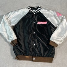 Vintage Nintendo Power Satin Varsity Jacket Black Silver Pink Mario Mens BIGGER