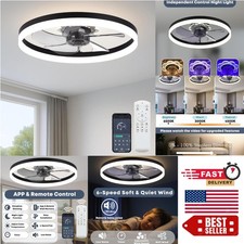 Quiet 20'' Ceiling Fan with Adjustable LED Light - App & Remote Control Included