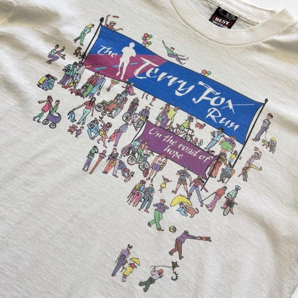 Vintage 90s Terry Fox Run Sponsor Cancer Memorial Marathon Running T ...