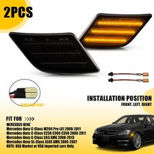 Amber Smoked Led Side Marker Light Lamps For Mercedes-benz W204 C250 C63 2008-13