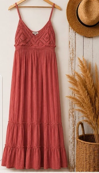 billabong red maxi dress Red Aloha Tiered Cotton Maxi Sundress (Women)