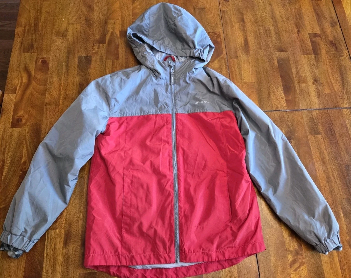 EDDIE BAUER Gray Red Fleece Lined Removable Lining 3 In 1 JACKET Kids Size Large
