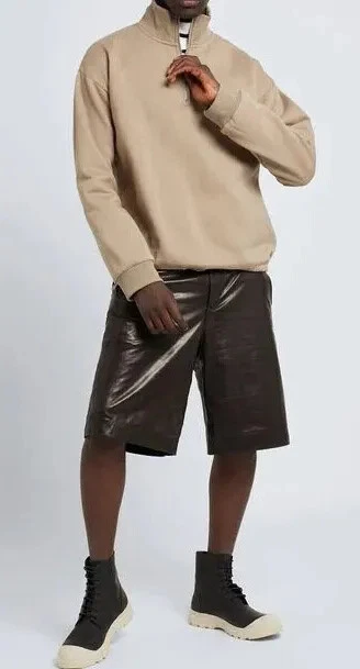NEW Leather Shorts For Men's PREMIUM SHEEPSKIN Slim Fit Causal Wear Short