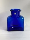Blenko Art Glass Cobalt Blue Water Bottle 8.25”, Double Spout