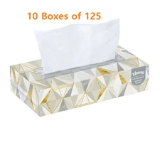 Kleenex 2-Ply Premium Facial Tissues White 21606, 125 Tissues/Box, 10 Boxes