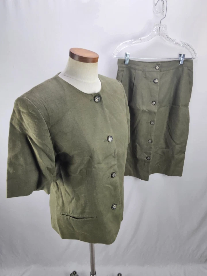 Женская зеленая льняная юбка-костюм Liz Claiborne 12 - Изображение 2 из 4