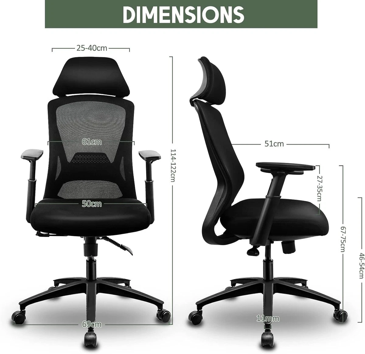 Adjustable headrest for office chair outlet