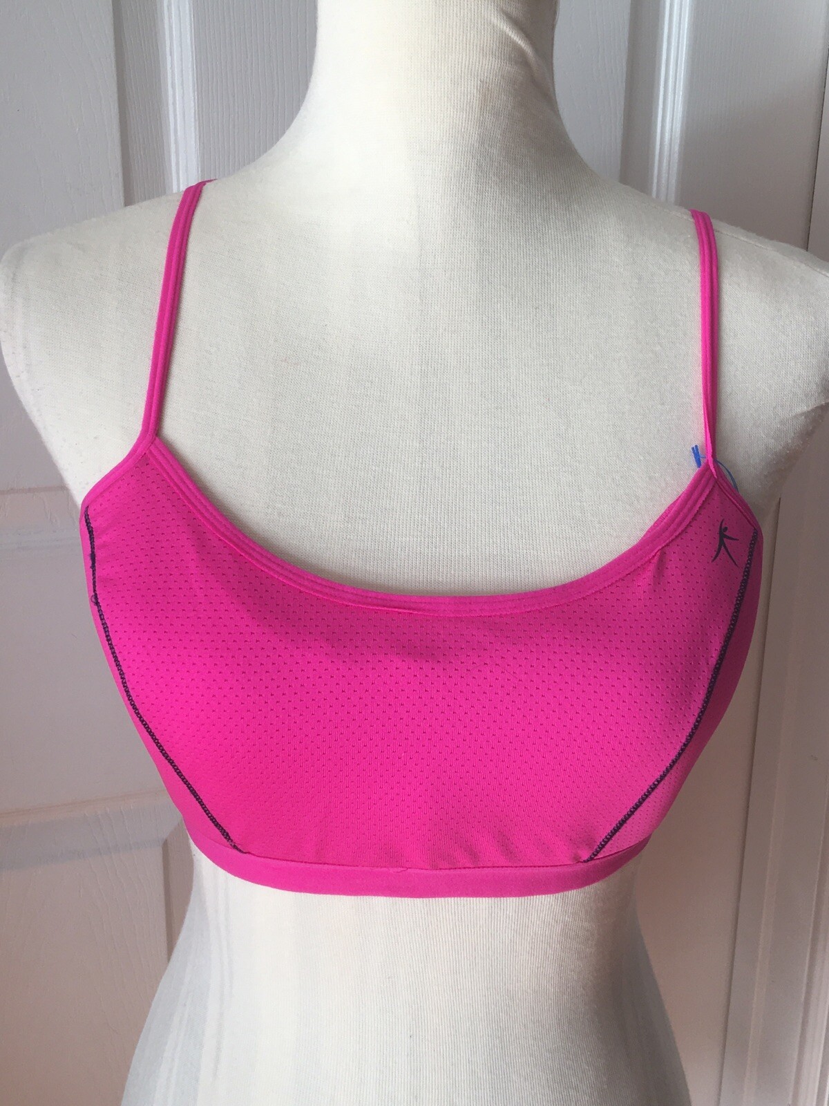 Danskin Sports Bra Sz XLarge Pink Adj Padded Cup Elastic Compression Vented Mesh-image