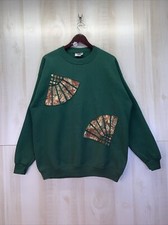 Vintage Lee Heavyweight Fall Fan Inlay Womens Green Sweatshirt XL USA Made-8621
