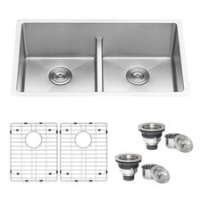 Ruvati 32" Low-Divide Undermount Tight Radius 50/50 Kitchen Sink- RVH7411 1712 