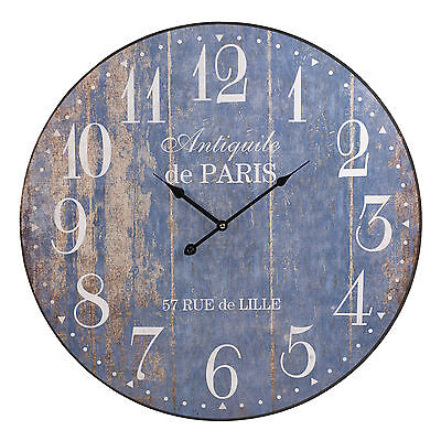 Details about  / 60cm Extra Large Round Wooden Wall Clock Vintage Retro Antique Distressed Style