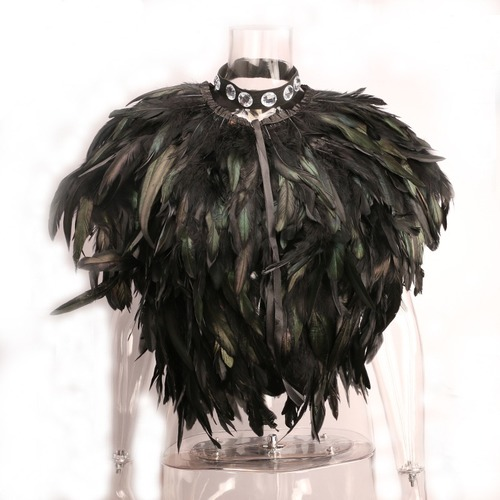 Women Jacket Fake Feather Shrug Shawl Cape Sleeveless Party Cosplay Xmas Prop - Picture 1 of 10