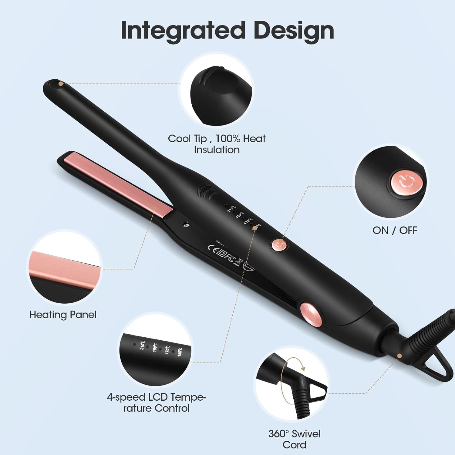 Hair Straightener, Pencil Straighteners for Short Hair, Portable Mini