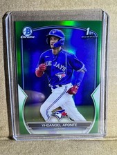 2023 Bowman Chrome Yhoangel Aponte 1st True Green Refractor /99 Blue Jays 🔥🔥