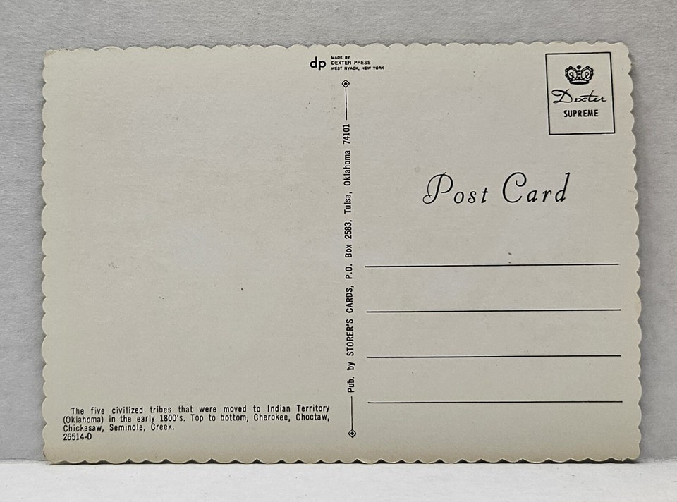 Vtg Postcard Five Tribes of Oklahoma Indian, Painting by David Williams