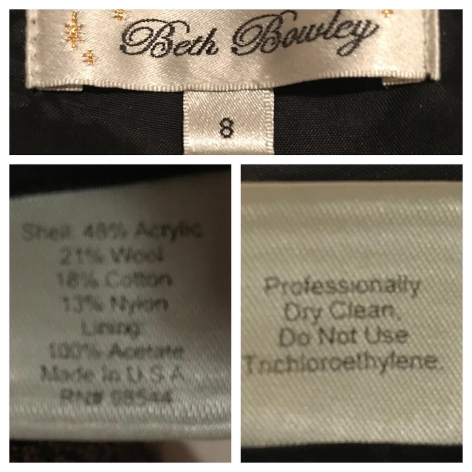Falda lápiz Beth Bowley para mujer tweed negra metálica bronce hasta la rodilla 8 nueva con etiquetas Foto 4 de 4