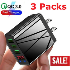 3 Pcs 3 Port USB Home Wall Fast Charger for Cell Phone iPhone Samsung Android US