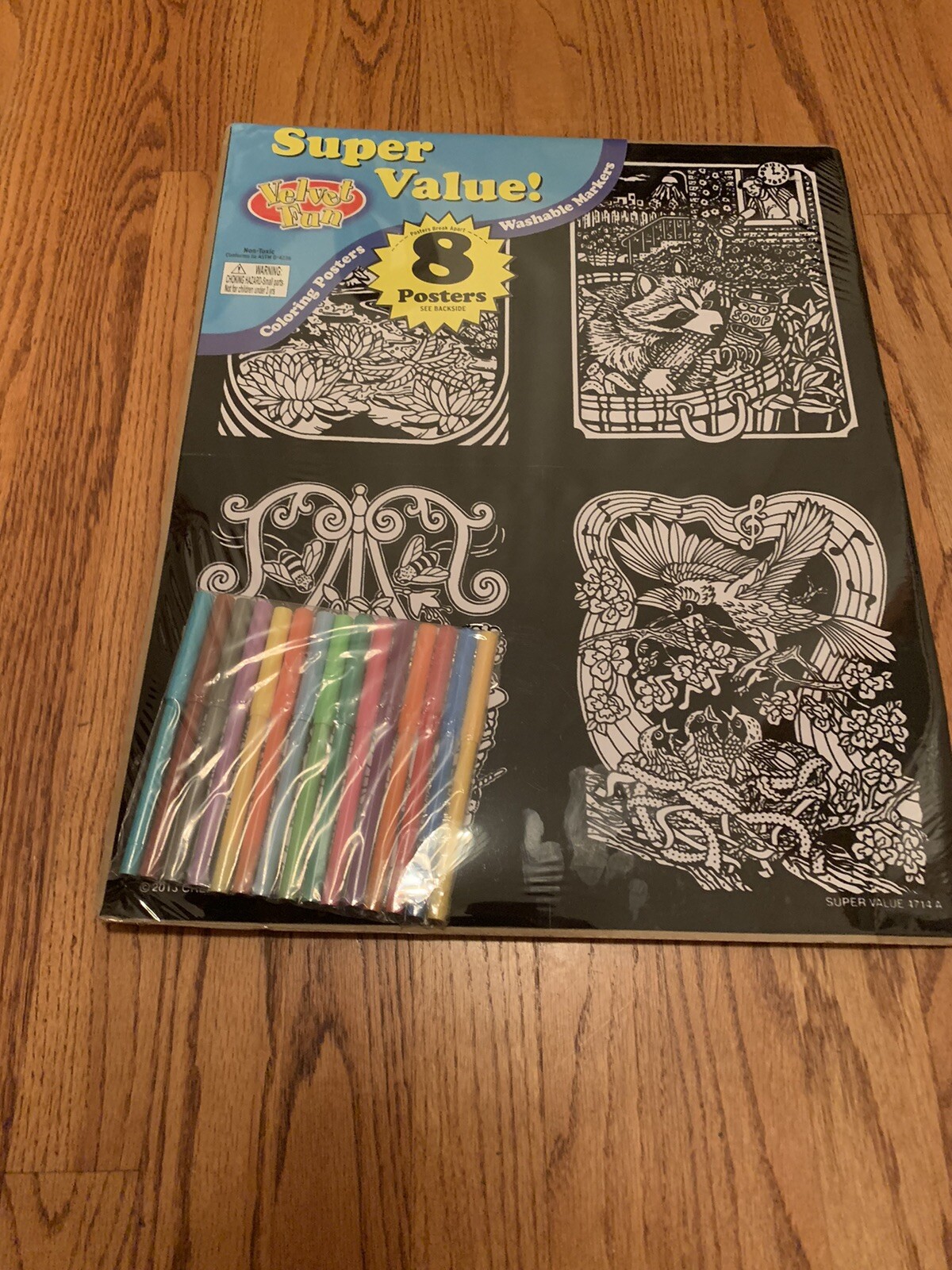 NWT Velvet Coloring Posters - 8 Total - With Markers - Sealed - Nature Themed