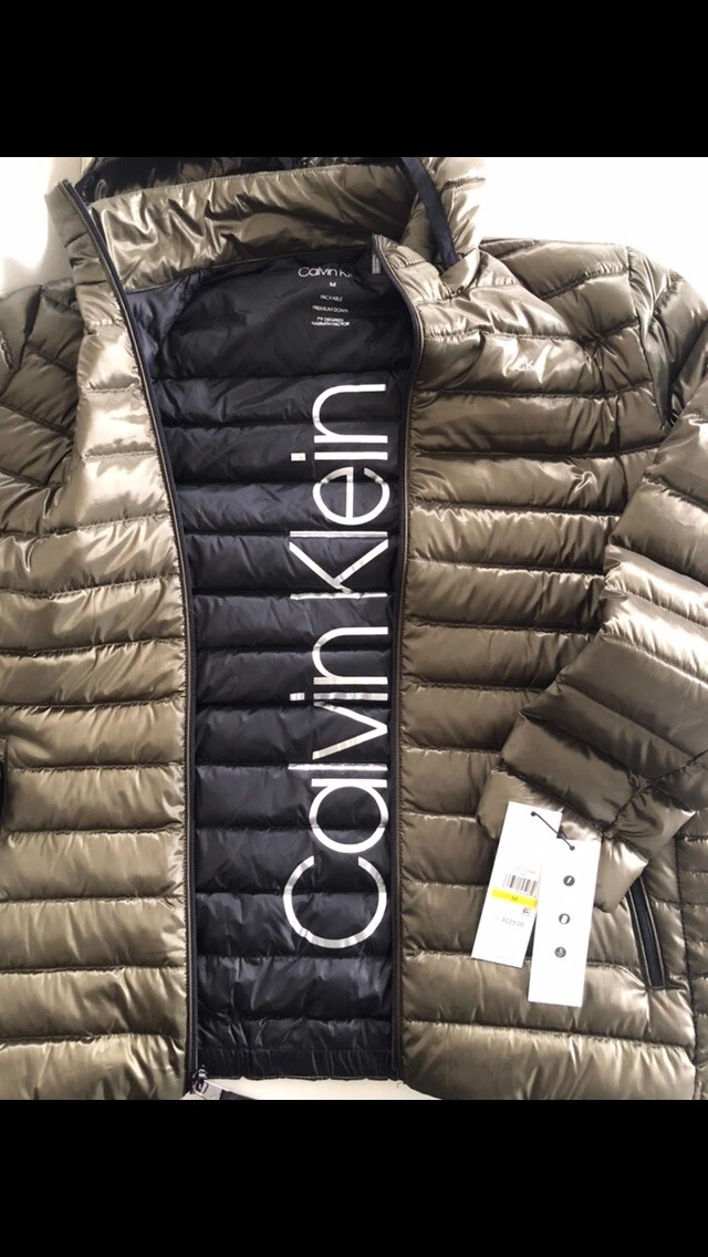 Men’s Calvin Klein Puffer Quilted Premium Down Jacket Olive Medium BNWT RRP $225