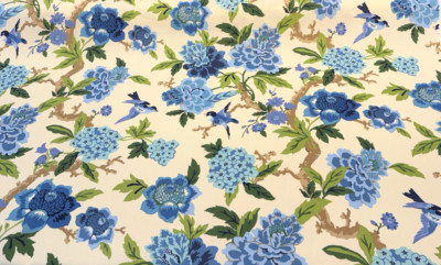 Waverly Celeste Blue Luna Birds Floral Upholstery Drapery Fabric By the Yard