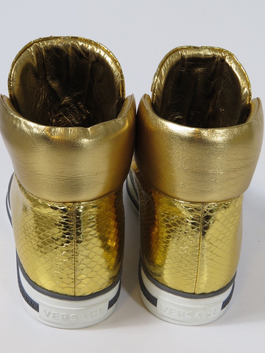 NEW 41 VERSACE sneaker gold leather python Medusa Palazzo NEW 41 VERSACE sneaker gold leather python Medusa Palazzo